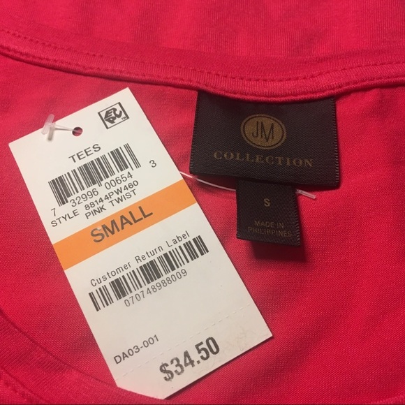 JM Collection Tunic Curved Hem Short Sleeve Shirt Small S - Picture 3 of 6